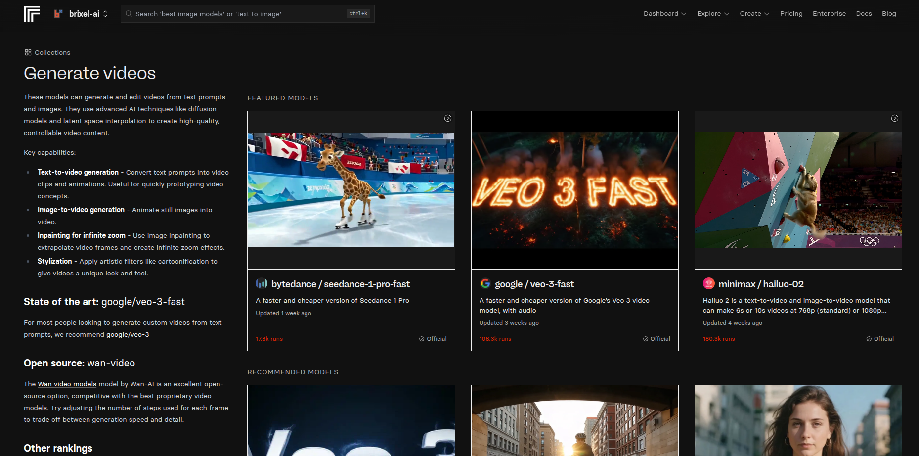 Replicate AI models showcase
